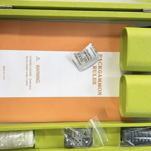 Ellen Backgammon Set Lime Vegan Leather Case Game By Brouk & Co 15x10.5” NEW - Picture 8 of 8